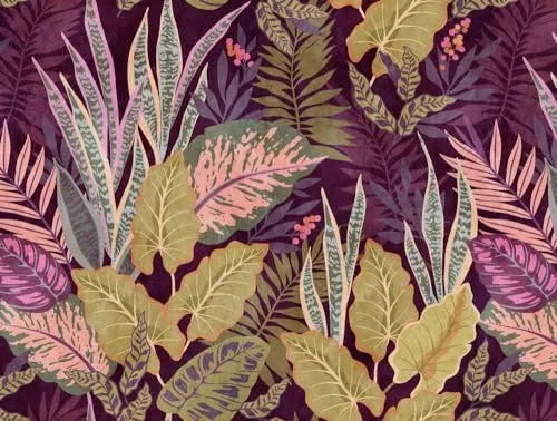 Livingwalls Fototapete Pflanzen Dschungeltapete in lila von A.S. Création
