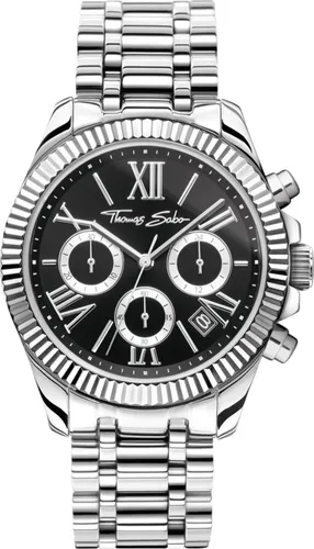 THOMAS SABO Divine Chrono Uhr mit Zifferblatt in Schwarz - Elegante Damenuhr aus Edelstahl mit stylischem Armband, wasserdicht und ideal als einzigartiges Geschenk für besondere Anlässe.