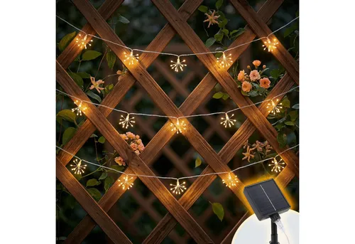 SALCAR Solar Lichterkette Außen, 10er 150 LED Feuerwerkslichter mit Fernbedienung, 8 Modi, 4 Helligkeitsstufen, Wetterfest Feuerwerk Gartenlichter für Balkon, Terrasse, Hochzeiten, Party, Warmweiß