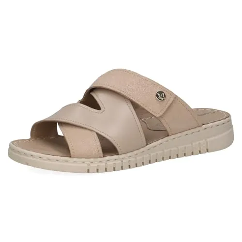 Caprice CAP Memotion Pantolette aus Leder ohne Absatz 39 EU - Elegante Pantolette in beige-braun aus hochwertigem Leder. Ideal für den täglichen Komfort mit innovativer Dämpfungstechnologie und G-Weite für optimalen Tragekomfort.