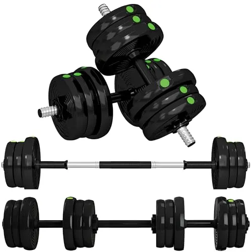 SPORTNOW 2-in-1 Hantel Set, 20 kg verstellbar Dumbbell Set mit 12 Hantelscheiben, bodenschonend für Krafttraining, Fitness, Gewichtheben, Schwarz