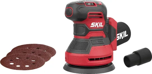 Skil Akku Exzenterschleifer 125mm 3745CA „20V Max“ - Schleifmaschine mit 125mm Schleifteller, ideal für präzise Arbeiten dank VRS-Schwingungsdämpfung und effektiver Staubabsaugung für einen sauberen Arbeitsplatz.