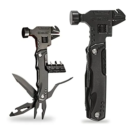 WUBAYI 16 in 1 Multi-Tool Camping Zubehör Outdoor Survival Tools für Papa Männer Vatertag Weihnachten Geburtstag Schwarz (GJ-1214)