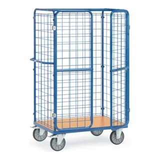 Fetra Paketwagen 8581-3, 600 kg Tragkraft mit Tür - Robuster Paketwagen mit geschweißtem Stahlrohrrahmen, ideal für Lager und Transport. Doppelflügeltür mit Riegelverschluss für Sicherheit und einfache Handhabung.