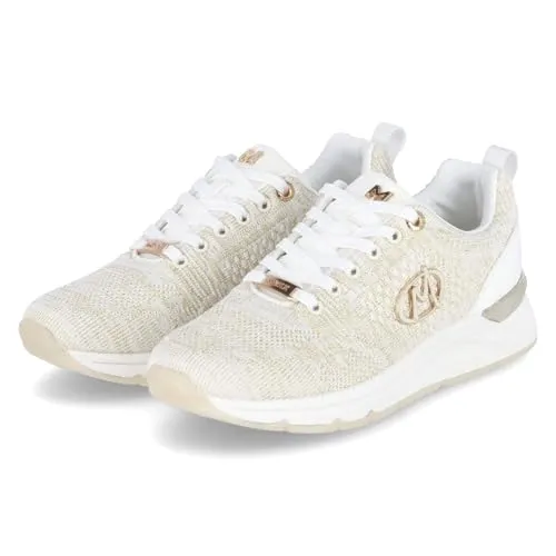 Mexx MI001009151W3001 Schnürschuh - Halbschuhe mit hochwertigem Textil-Synthetik-Mix in Altweiß-Gold, gepolstertem Wechselfußbett und rutschhemmender Laufsohle für optimalen Komfort und sicheren Halt.
