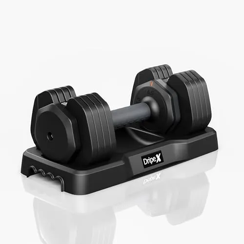 Dripex Hantel Verstellbare Kurzhantel 11 kg Einzeln, Hanteln mit Anti-Rutsch Griff, Einstellbaren Hantelscheiben und Ablageschale, Fitness Kurzhantel aus Stahl