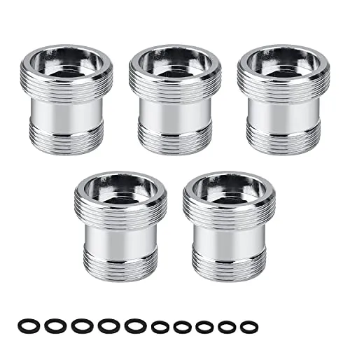 Wasserhahn Adapter Außengewinde M22 auf M18, JANDH 5 Stück Wasserhahnadapter, Wasserhahn Anschluss Adapter mit Gummidichtring, Geeignet für Küchenarmatur