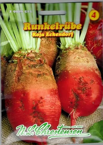N.L. Chrestensen Futterrübe Runkelrübe Roja Eckendorf rot - Gemüsesamen & -pflanzen, hochwertige Futterrübe für ca. 450 Pflanzen, ideal für eine nährstoffreiche Tierernährung.