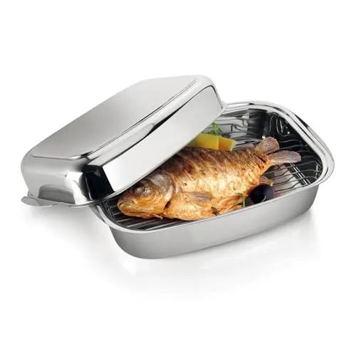 Tescoma Exclusive Bräter mit Deckel, 36 x 24 cm, Silber