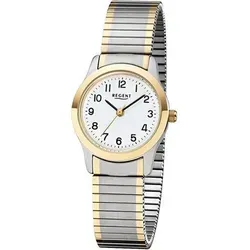 Regent Damen Armbanduhr Analog Quarz Edelstahl Bicolor 7565.09.99 - Elegante Damenuhr mit präzisem Quarzwerk, wasserdicht bis 5 Bar und einem flexiblen Edelstahl-Zugband für hohen Tragekomfort.