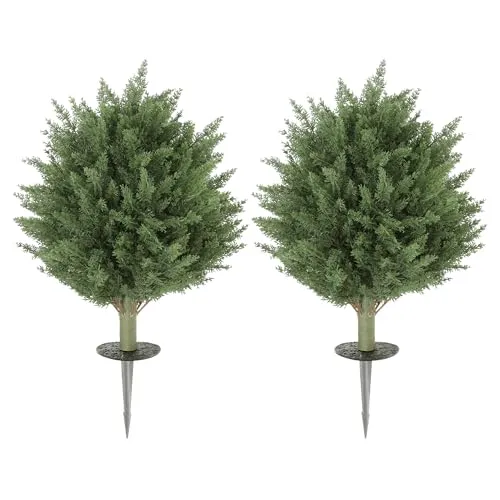 HOMCOM 2er-Set UV-beständige Kunstpflanzen Zypresse 40 cm - Realistische Kunstpflanzen mit 387 Blättern für lebendige Frische in jedem Raum. Ideal für Innen- und Außenbereiche, pflegeleicht und langlebig – für eine sorgenfreie, angenehme Wohnatmosphäre.