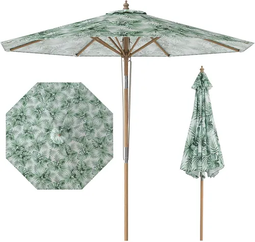 COSTWAY Sonnenschirm 270 cm – Knickbarer Gartenschirm aus Holz
