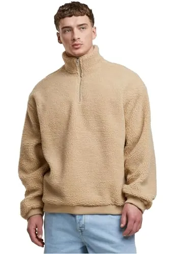 Urban Classics Oversized Teddy Troyer T-Shirt in unionbeige, 5XL - T-Shirts für Herren, aus hochwertigem Sherpa-Stoff für ein weiches Tragegefühl, ideal für kühle Tage und lässige Looks.
