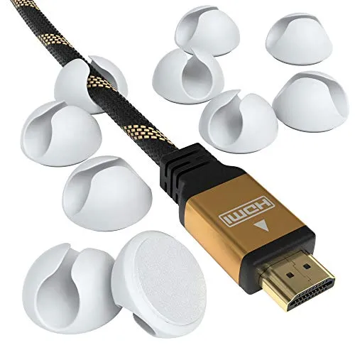 EAZY CASE 12x Kabelclips zur Kabelbefestigung, elastisch & selbstklebend I Kabel Befestigungsclips, Kabelhalter für Kabelmanagement, flexibel, Weiß