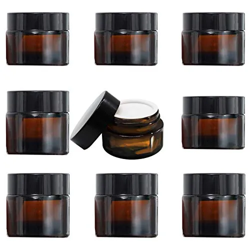 TOKINCEN 8 Stück 20ml 30ml Amber Glas Leerdose klarer Tiegel Cremedose Leer Leerdose Leere Nachfüllbare Behälter Braunen Glasbehälter mit Deckel und Liner für Kosmetik Cremes Lotionen ätherische Öle