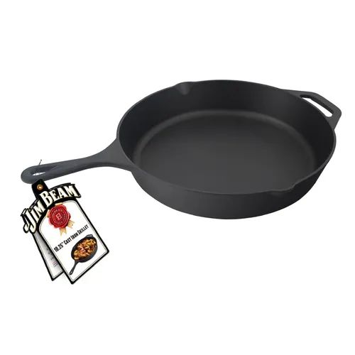 Jim Beam BBQ 100% Gusseiserne Bratpfanne mit 2 Ausgießer, 26cm