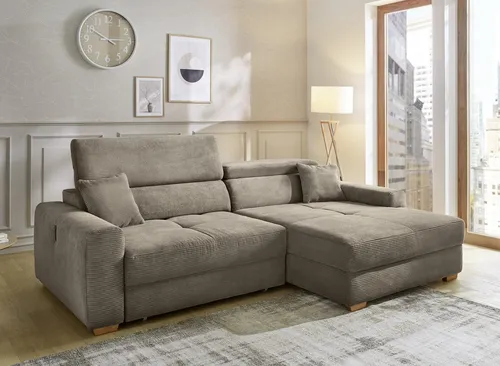 Jockenhöfer Gruppe Ecksofa Slider L-Form, 277 cm mit elektr. Sitztiefenverstellung - Modernes Ecksofa mit 60 cm elektrischer Sitztiefenverstellung und eleganten Zierkissen. Ideal für ein komfortables Wohnzimmer, belastbar bis 140 kg pro Sitzplatz. Verfügbar in anpassbaren Varianten.