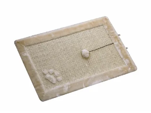 Nobby Kratzmatte beige 58 x 38 cm - Kratzfläche aus Sisal, vielseitig einsetzbar mit Spielkugel für Katzenliebhaber