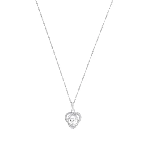 Amor Kette mit Anhänger 925 Sterling Silber Damen Halsschmuck, mit Zirkonia synth., 45 cm, Weiß, Herz, Kommt in Schmuck Geschenk Box, 9325085
