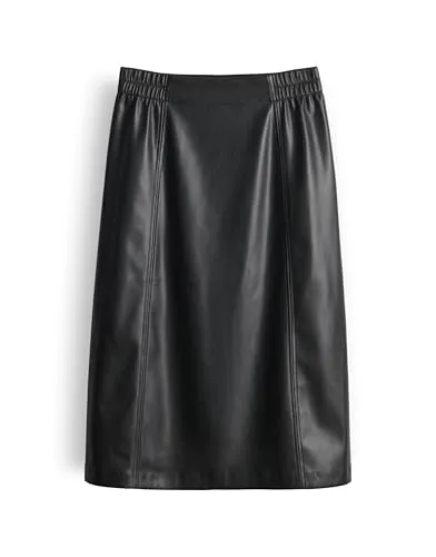 OPUS Damen Midirock | ROGA Midirock aus weichem Kunstleder Black, 38