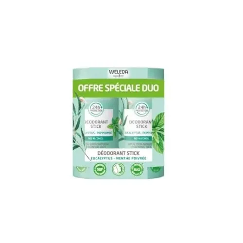 Weleda Deodorant Stick Eukalyptus Pfefferminze, 2er Pack (2 x 50 g)