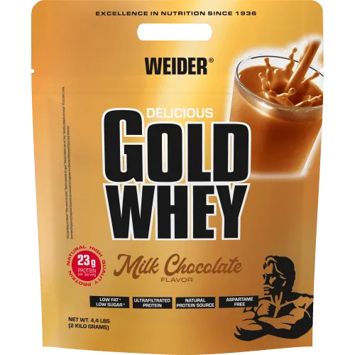 Weider Gold Whey Molkenprotein mit Aminosäuren - Milk Chocolate 2000 g - Sportnahrung, hochwertige Proteinquelle zur Förderung von Muskelwachstum und Regeneration, ideal für Sportler und Fitnessliebhaber.