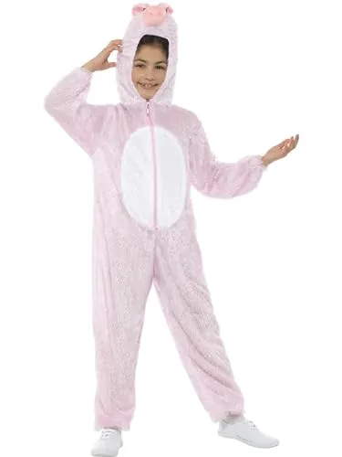 Smiffys Schwein Kostüm, Rosa, enthält Jumpsuit mit Kapuze