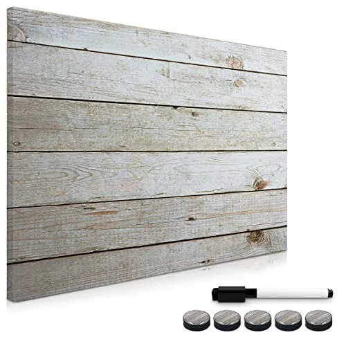 Navaris Magnettafel - Abwaschbares Memoboard 70 x 50 cm - Magnettafel im edlen Holz Design, beschreibbar und abwaschbar. Ideal zum Anbringen von Notizen und Fotos, bringt Landhaus Charme in Ihr Zuhause. Inklusive Marker und Magneten.