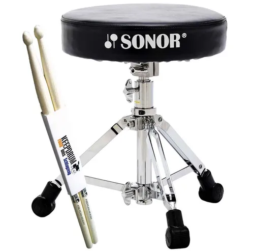SONOR Schlagzeug Sonor Schlagzeug Hocker DT XS 2000 mit Schlagzeugstöcken