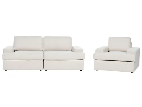 BELIANI Sofa Set 2-Teilig Hellbeige – 3-Sitzer Sofa und Sessel