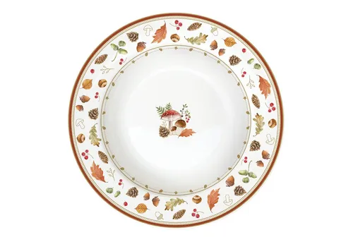 EasyLife Suppenteller Autumn Breeze, Spülmaschinengeeignet, Weiß, Herbst, Blätter, Eichhörnchen, H: 3cm