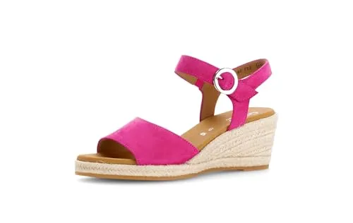 Gabor ATHEN Keilsandalette - Bequeme Sommerschuhe mit Klettverschluss - Wanderschuhe in Weite G, aus hochwertigem Ziegenveloursleder, ideal für warme Tage mit gepolsterter Innensohle und leichtem Keilabsatz.