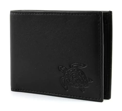Oxmox Geldbörse Leder Leather Pocketbörse Turtle Embossed Black - Damen-Geldbörsen aus robustem Rindsleder, langlebig und mit viel Platz für Karten. Maße: 10,5 x 8,5 x 1,5 cm, ideal für den täglichen Gebrauch.