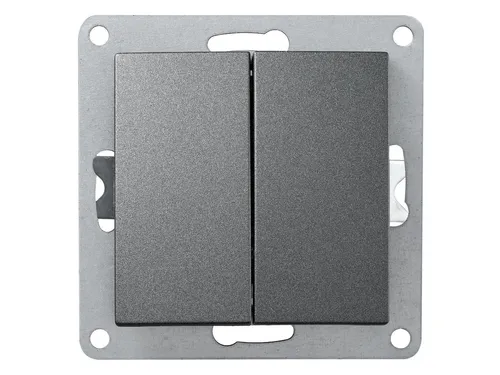 Taster McPower ''Flair'' 2-fach, 250V~/10A, UP, anthrazit in silber von McPower