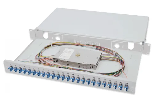 Digitus DN-96332/9 LWL-Patchpanel 24 Port LC - Glasfaserkabel mit robuster Bauform, einfacher Installation und optimalem Schutz der Glasfasern im Vollmetallgehäuse.