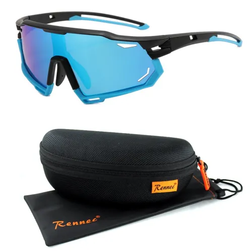 Radbrille Sportbrille Polarisiert Blau Verspiegelt 37BX - Herren Radbrille mit polarisierten und entspiegelten Gläsern für optimalen Sichtschutz. Inklusive Hardcase und Brillenbeutel, ideal für Sport und Freizeit.