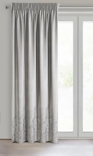 Eurofirany MIRELA Samtvorhang, Velvet Vorhang, mit Kräuselband -1 STK. Goldenes Muster, Verdunkelung, Glamour, eleganter Vorhang für Wohnzimmer, Schlafzimmer, 140x270 cm, Beige