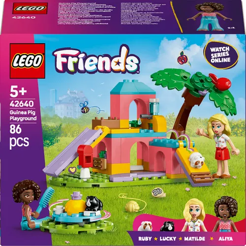 LEGO FRIENDS Meerschweinchen Spielplatz 42640 - Tierisches Bau- und Spielset für Kinder ab 5 Jahren mit 2 Minifiguren und 2 Meerschweinchen. Erlebe Abenteuer mit Spielbereichen für Füttern und Pflege. Inklusive LEGO Builder App für ein interaktives Bauerlebnis!