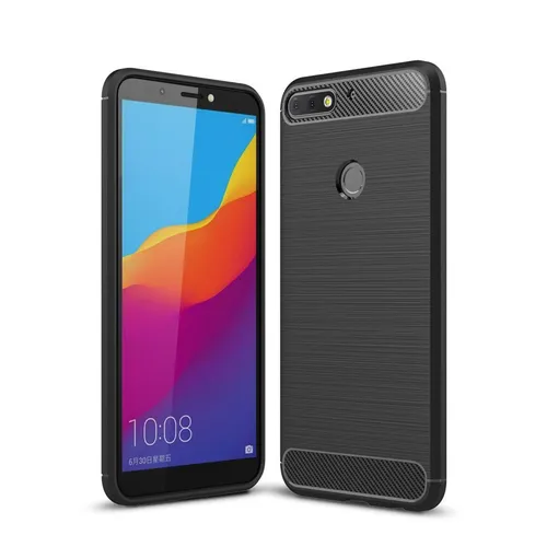 Handyhülle Schutz Case für Huawei Honor 7C Cover Bumper Carbon Optik Schwarz