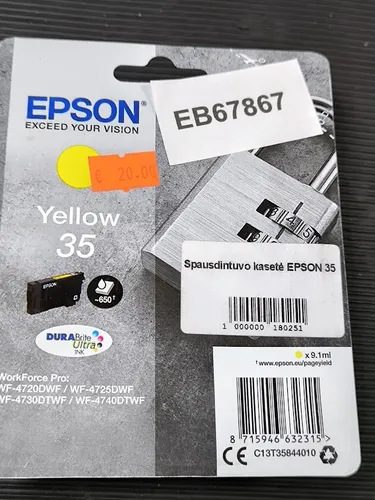 Epson Tintenpatrone 35 T 3584 - Gelb, DURABrite Ultra Ink für bis zu 650 Seiten, wisch- und wasserfest für professionelle Ausdrucke