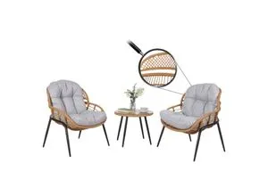 Poly-Rattan Garnitur MCW-N33: Balkon-Set mit Stühlen und Beistelltisch - Gartenmöbel-Set aus hochwertigem Poly-Rattan, ideal für Balkon und Terrasse. Inkl. 2 Stühlen und 1 Beistelltisch, perfekt für entspannte Stunden im Freien.