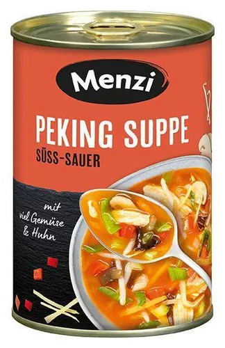 Menzi Peking Suppe süss-sauer in der 400 ml Dose mit viel Gemüse & Huhn