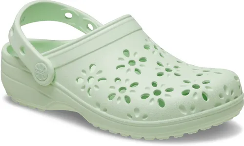 Crocs Unisex Kinder Classic Floral Cut Out Clog K, Jade Tint, 33/34 EU - Clogs für Jungen mit femininen Blumen-ausschnitten, unglaublich leicht und komfortabel, ideal für den Sommer und einfach zu reinigen.