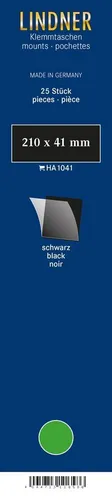 Lindner Klemmstreifen Schwarz 210 x 41 mm (25 Stück) HA1041 Neu