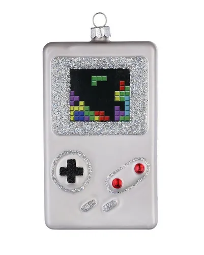 MAGIC by Inge Christbaumschmuck, Christbaumschmuck Glas Spielkonsole 11cm weiß / bunt silberfarben