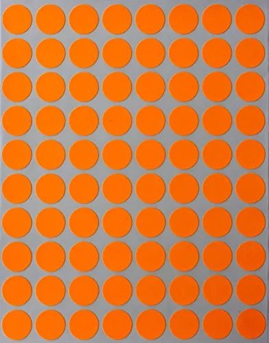 Farbcodierung Etiketten Neon Orange 13mm runde Aufkleber – 1,3cm Klebepunkte 1200 Stück von Royal Green