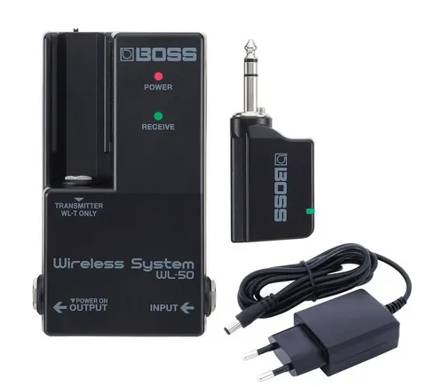 Boss WL-50 Wireless Funksystem für E-Gitarre - Drahtloses Plug and Play-System für Pedalboards mit 20m Reichweite, 12 Stunden Akku-Betriebszeit und extrem niedriger Latenz von 2,3ms.