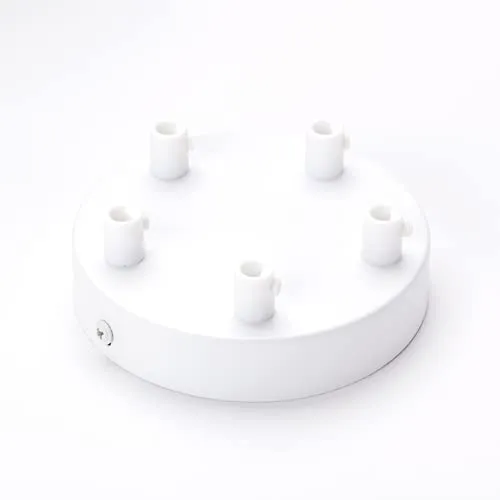 Baldachin mit 5 Kabelauslässen Abdeckung (Ø 120 mm), Deckenbaldachin für Hängeleuchte, Metall, weiß