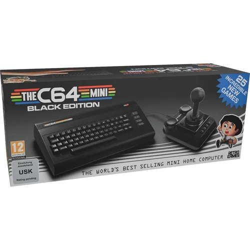 THEC64 mini - Black Edition - Mini Retro-Konsole in edlem Schwarz, mit 25 neuen Top-Spielen und hochauflösendem Gameplay. Perfekt für nostalgische Gamer und Sammler!