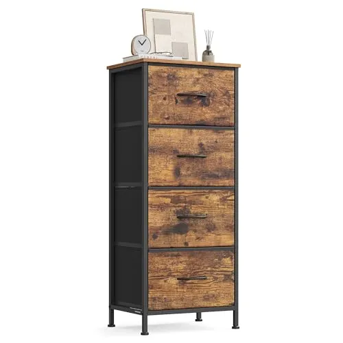 SONGMICS Kommode, Aufbewahrungsschrank, 4 Schubladen, Stahl, modern